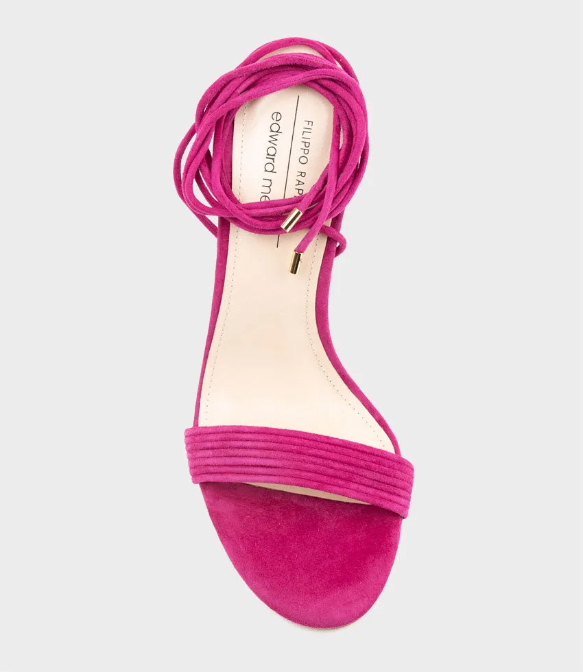 WISTERIA100 Ankle Tie Sandal in Hot Pink Suede sold by Edward Meller product image thumbnail 5