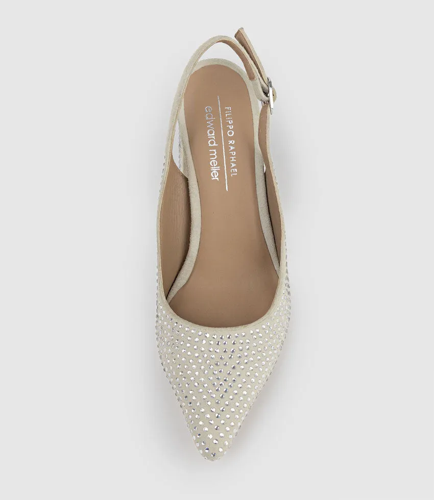 DEMI100 Crystal Slingback Pump in Offwhite Suede sold by Edward Meller product image thumbnail 4