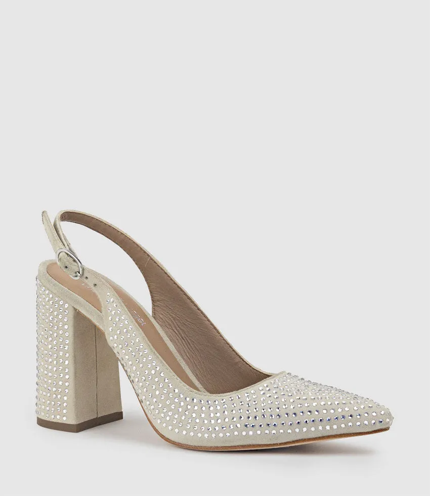 DEMI100 Crystal Slingback Pump in Offwhite Suede sold by Edward Meller product image thumbnail 2