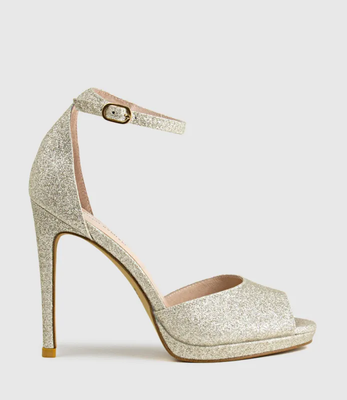 WREN110 Peep toe Platform Sandal in Platinum Ritz sold by Edward Meller