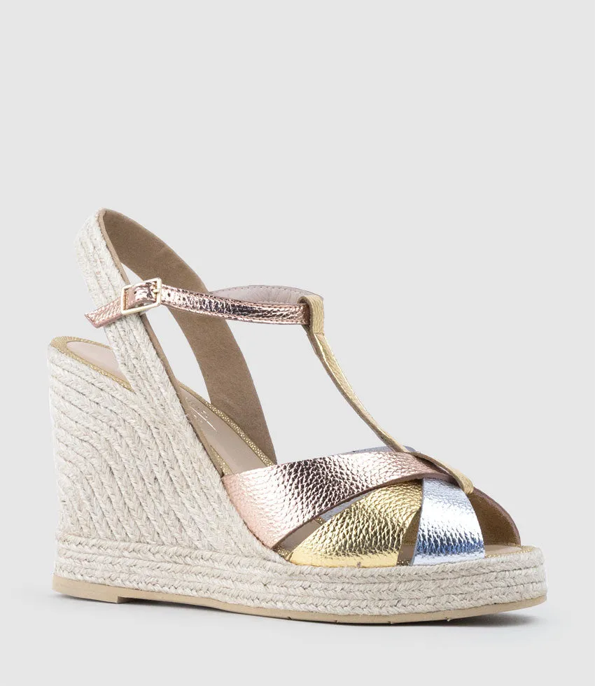 MELODY T Bar Espadrille in Metallic Multi sold by Edward Meller product image thumbnail 3