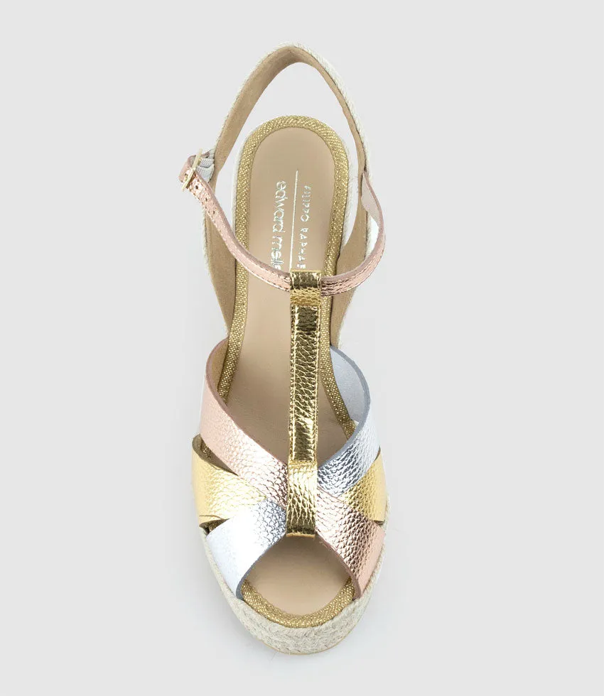 MELODY T Bar Espadrille in Metallic Multi sold by Edward Meller product image thumbnail 5
