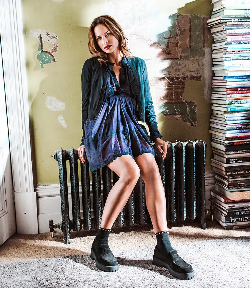 GREVILLE Loafer on Lug Sole in Black Suede sold by Edward Meller product image thumbnail 2