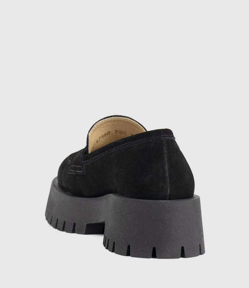 GREVILLE Loafer on Lug Sole in Black Suede sold by Edward Meller product image thumbnail 4