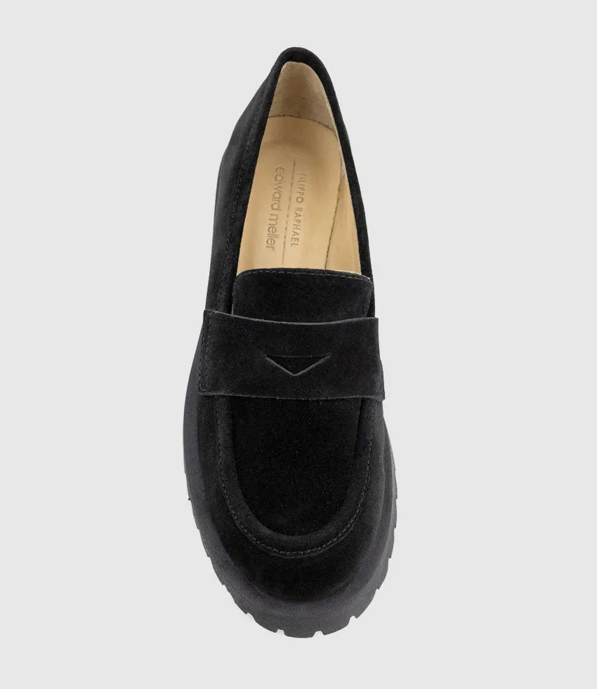 GREVILLE Loafer on Lug Sole in Black Suede sold by Edward Meller product image thumbnail 5