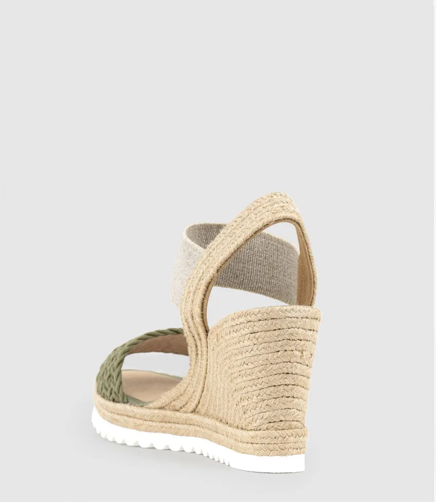 MERCEDES Elastic Crochet Espadrille in Khaki sold by Edward Meller product image thumbnail 3