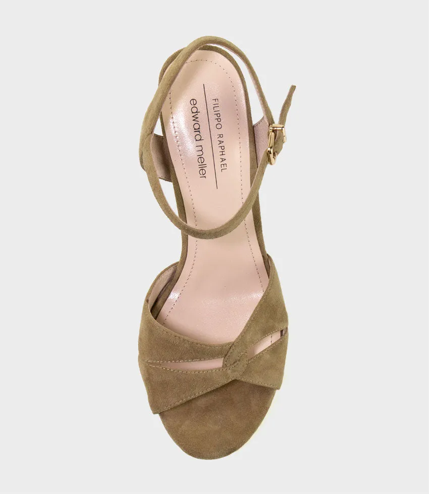 REGENT100 Interlocked Detail Platform Sandal in Camel Suede sold by Edward Meller product image thumbnail 4