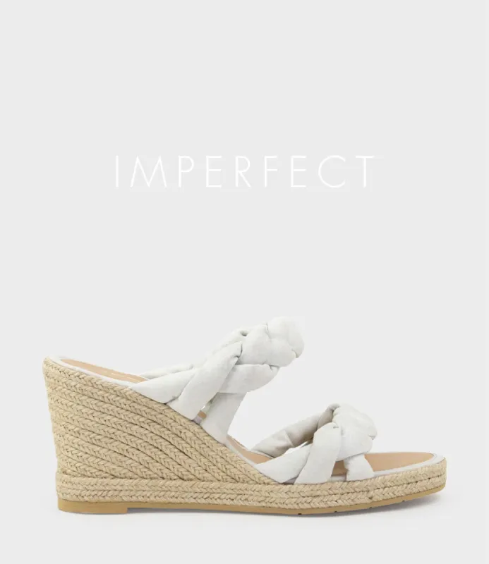 MALONE Braided Two Strap Espadrille in Offwhite Suede sold by Edward Meller