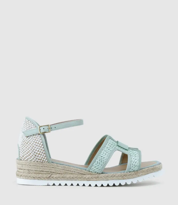 MARLENE Raffia Front Espadrille in Duck Egg sold by Edward Meller