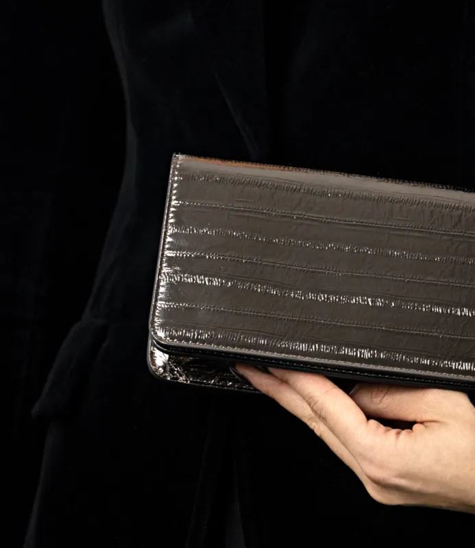NYX Evening Bag in Pewter Eel sold by Edward Meller