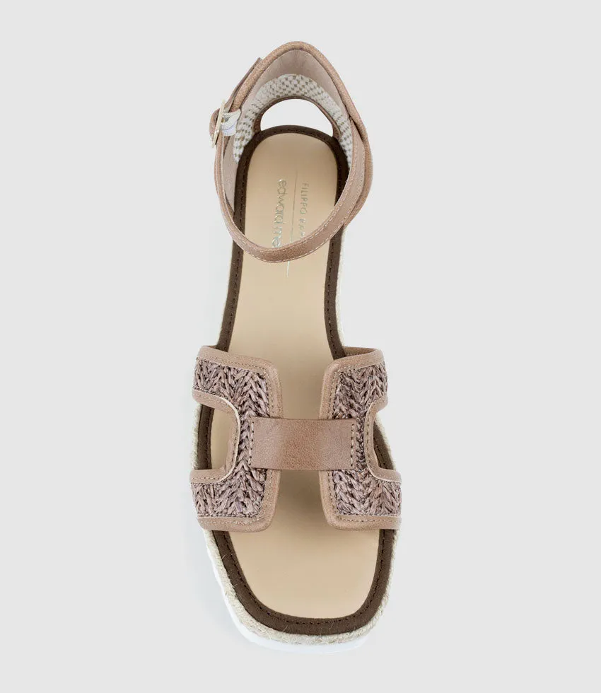 MARLENE Raffia Front Espadrille in Mocha sold by Edward Meller product image thumbnail 4