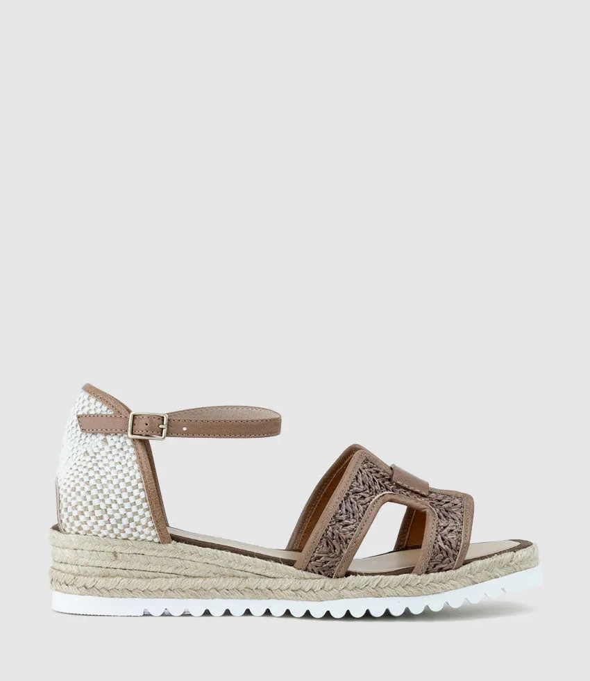 MARLENE Raffia Front Espadrille in Mocha sold by Edward Meller