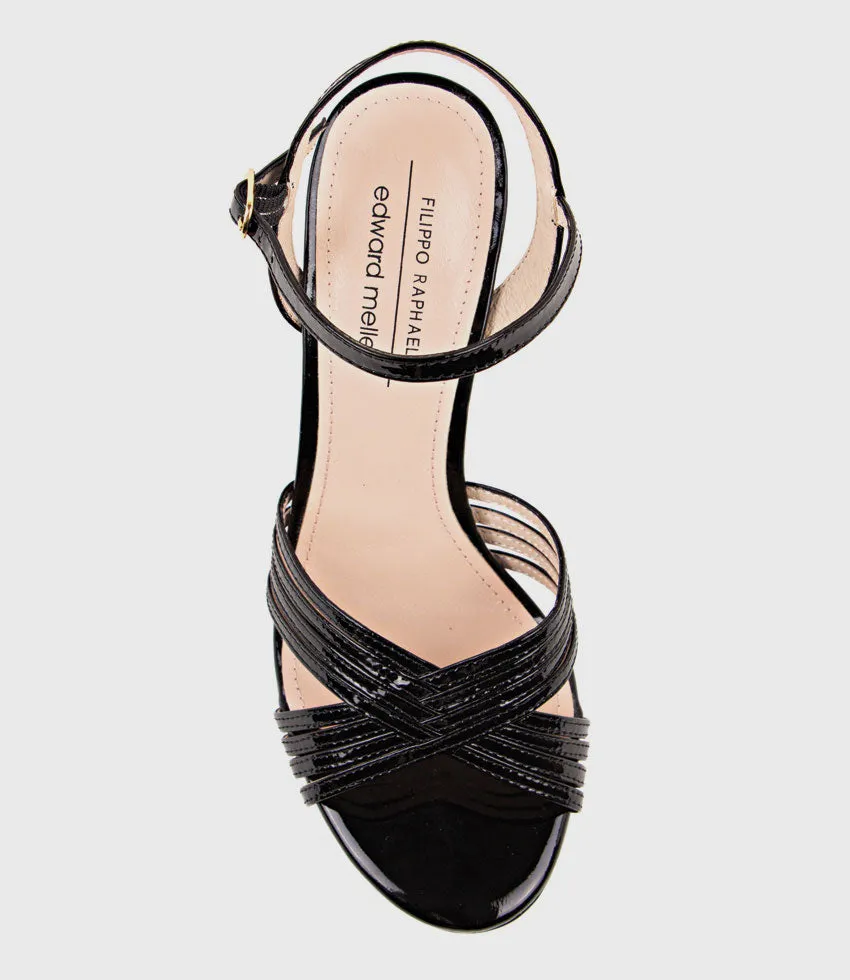 SONA90 Cross Strap Platform Sandal in Black Patent sold by Edward Meller product image thumbnail 4