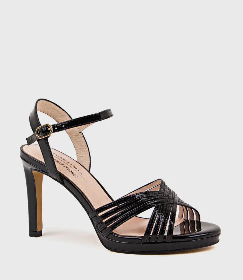 SONA90 Cross Strap Platform Sandal in Black Patent sold by Edward Meller product image thumbnail 2