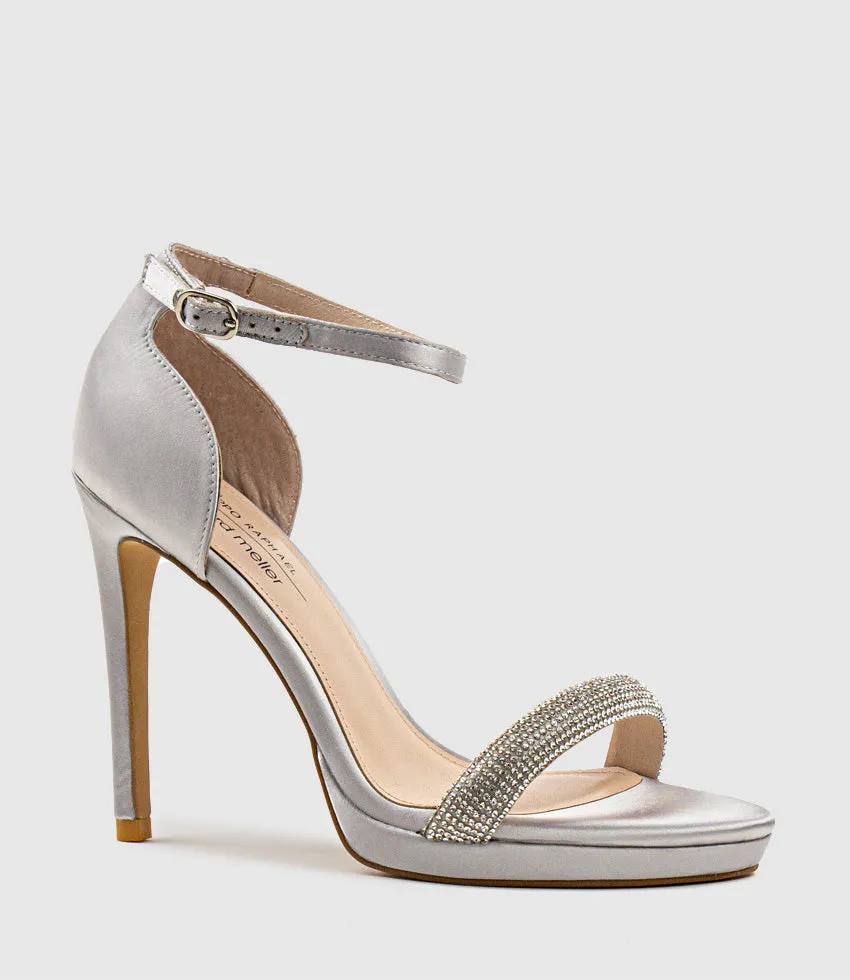WISTFUL110 Diamond Band Platform Sandal in Silver Satin sold by Edward Meller product image thumbnail 2