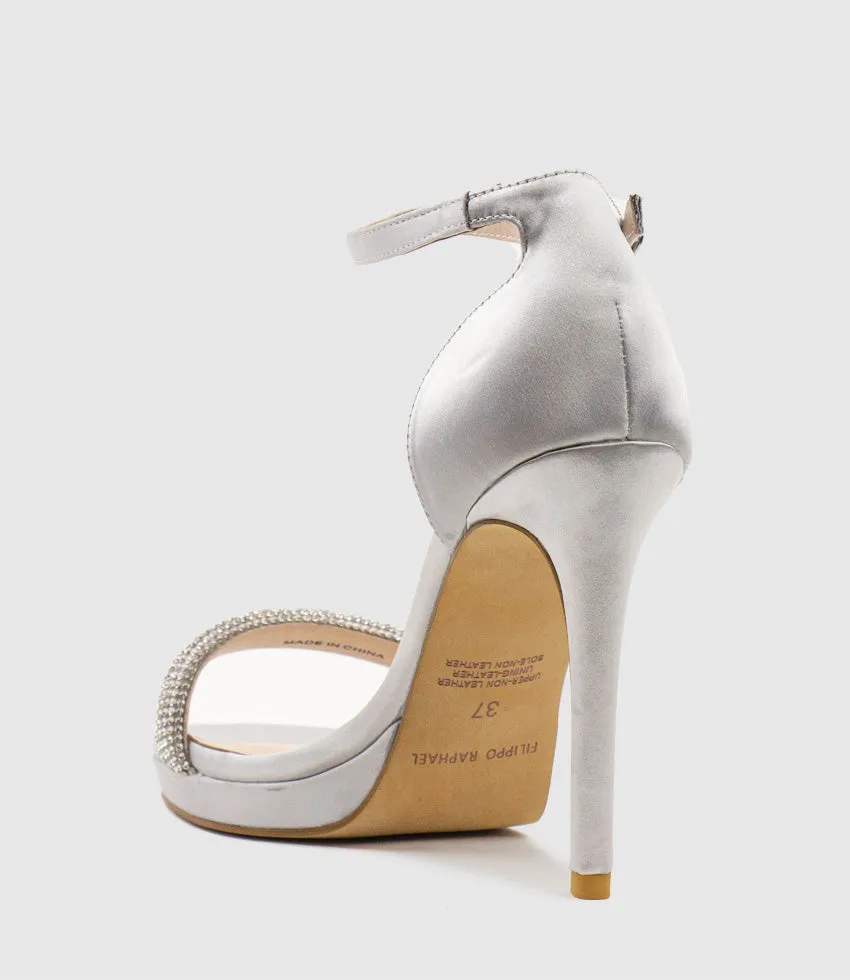 WISTFUL110 Diamond Band Platform Sandal in Silver Satin sold by Edward Meller product image thumbnail 3