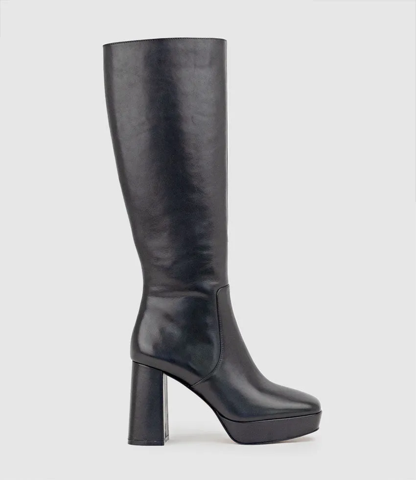 UMA95 Platform Knee High Boot in Black sold by Edward Meller