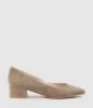 AUDREY35 Low Block Heel Pump in Latte Suede sold by Edward Meller