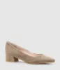 AUDREY35 Low Block Heel Pump in Latte Suede sold by Edward Meller
