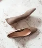 AUDREY35 Low Block Heel Pump in Latte Suede sold by Edward Meller