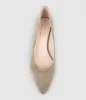 AUDREY35 Low Block Heel Pump in Latte Suede sold by Edward Meller