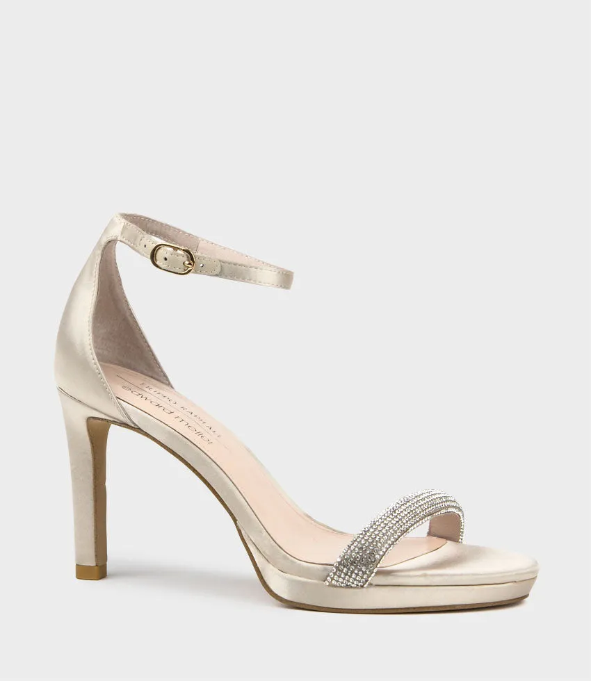 SATINA90 Diamond Band Sandal Platform Sandal in Champagne Satin sold by Edward Meller product image thumbnail 3