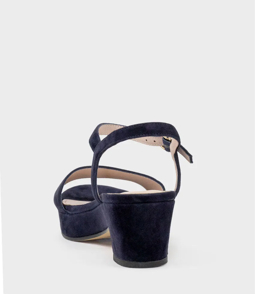 RALIN50 Two Strap Sandal on Self Covered Unit in Navy Suede sold by Edward Meller product image thumbnail 3