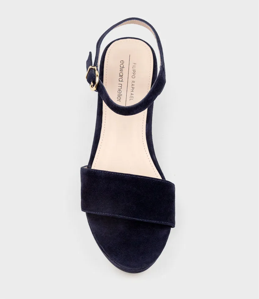 RALIN50 Two Strap Sandal on Self Covered Unit in Navy Suede sold by Edward Meller product image thumbnail 4