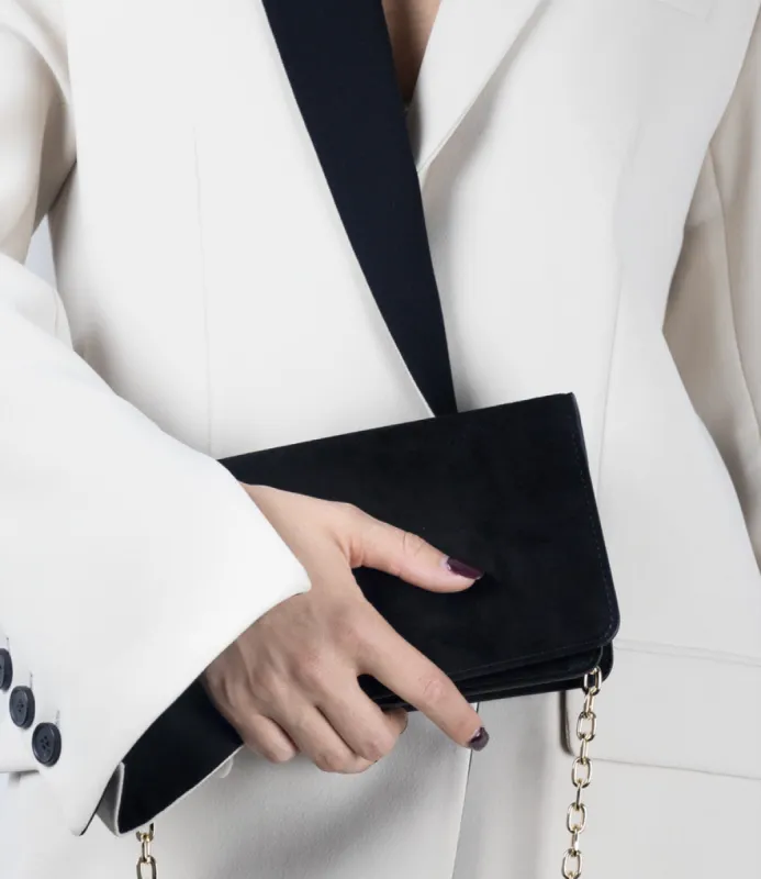 NYX Evening Bag in Black Suede sold by Edward Meller