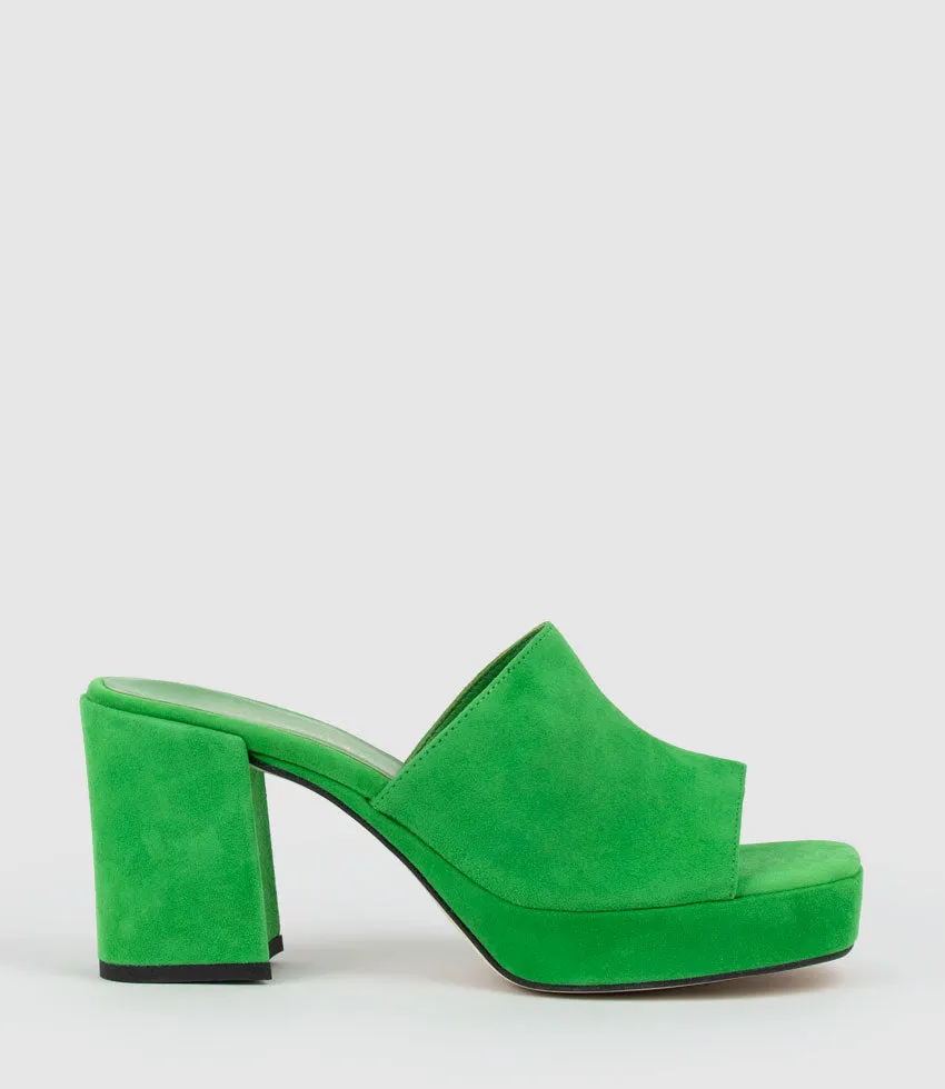 TILLA90 Platform Slide in Green Suede sold by Edward Meller product image thumbnail 4