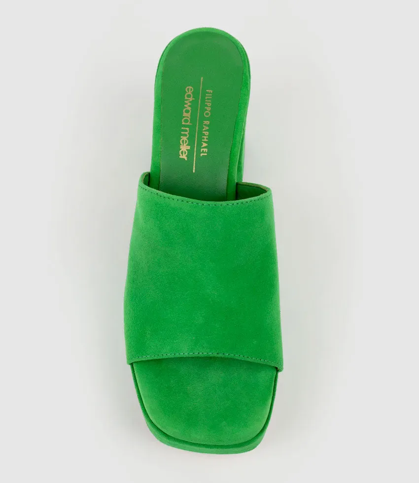 TILLA90 Platform Slide in Green Suede sold by Edward Meller product image thumbnail 3