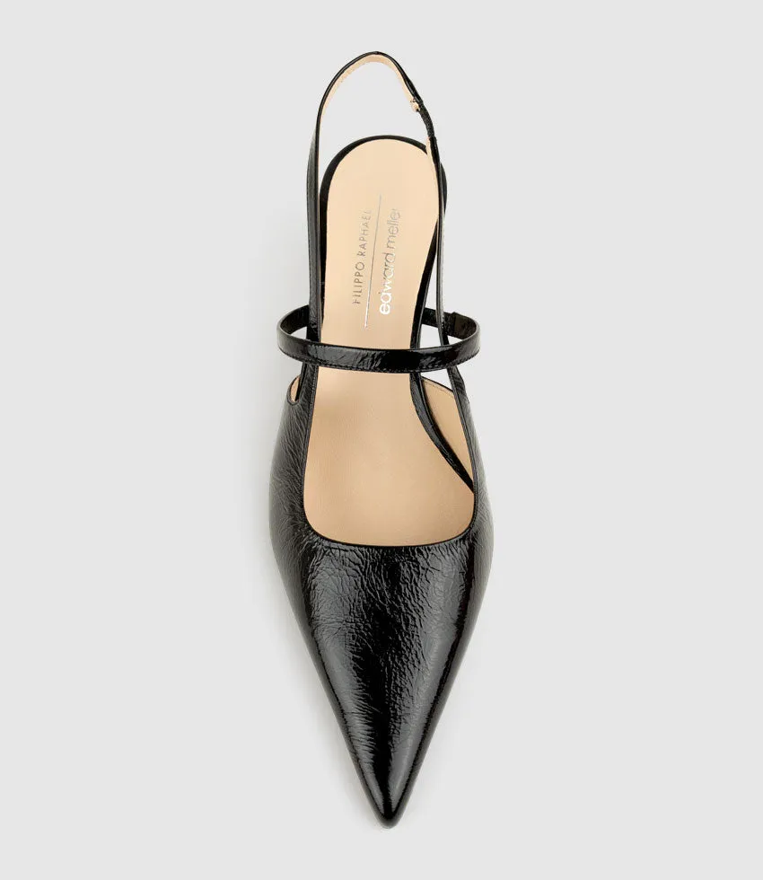 DEON70 Slingback with Strap in Black Crinkle Patent sold by Edward Meller product image thumbnail 5