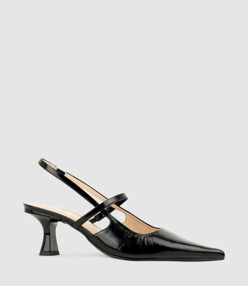 DEON70 Slingback with Strap in Black Crinkle Patent sold by Edward Meller product image thumbnail 3