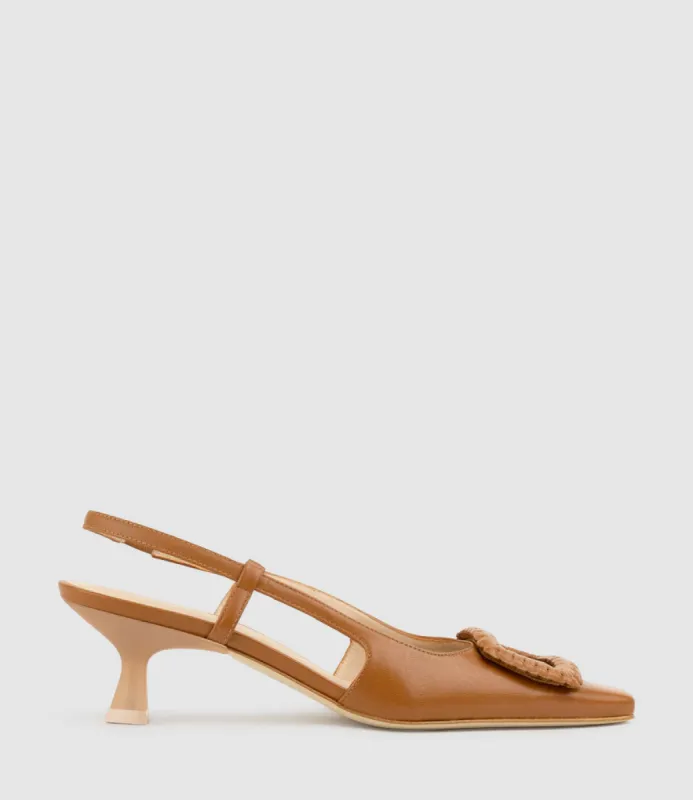 DEMETER60 Slingback with Ornament in Tan sold by Edward Meller