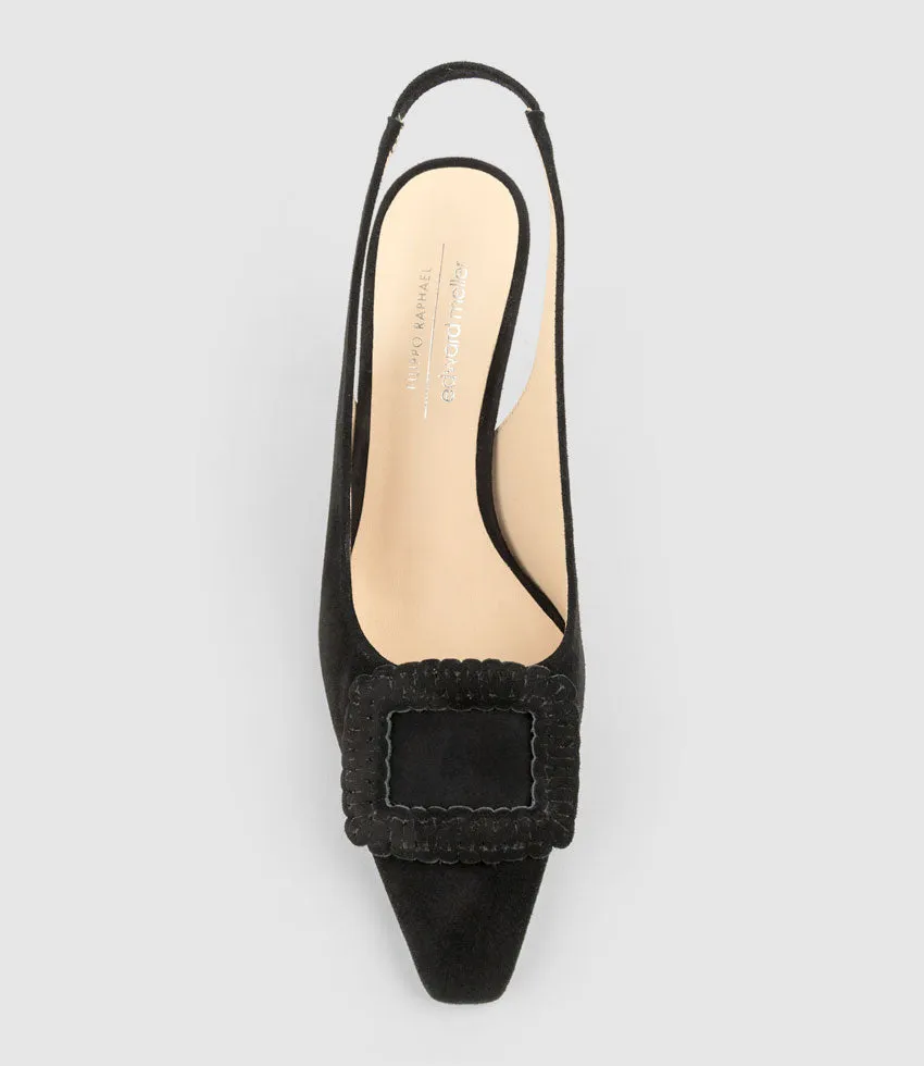 DELANEY80 Slingback with Ornament in Black Suede sold by Edward Meller product image thumbnail 4