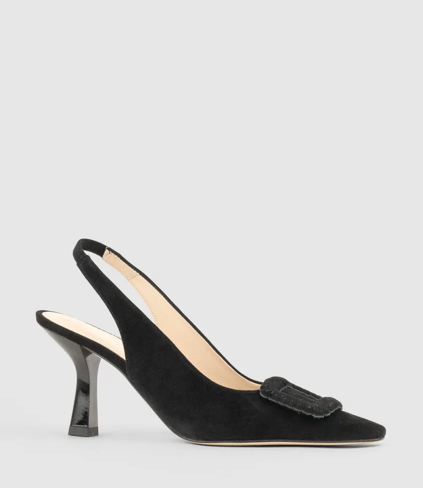 DELANEY80 Slingback with Ornament in Black Suede sold by Edward Meller product image thumbnail 2