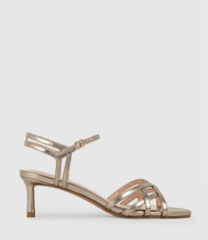 SORYN55 Lattice Front Sandal in Rosegold sold by Edward Meller