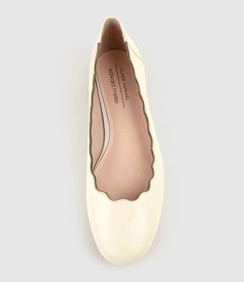 FARA Scalloped Ballet Flat in Offwhite Calf sold by Edward Meller product image thumbnail 4