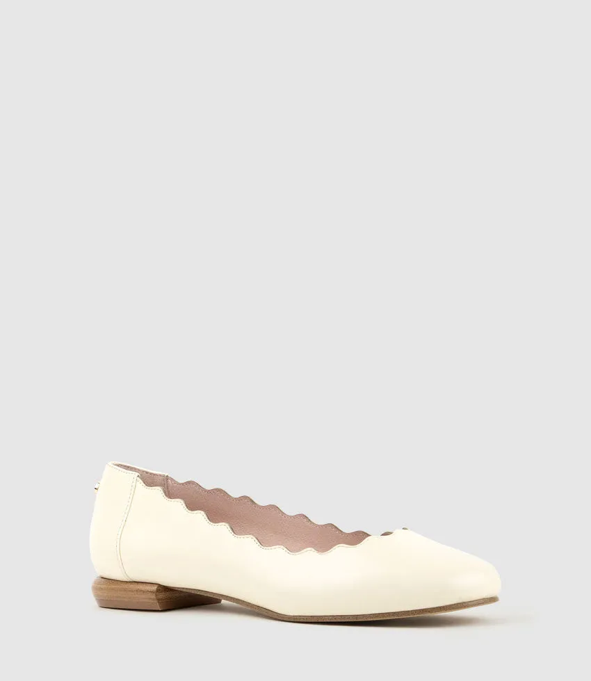 FARA Scalloped Ballet Flat in Offwhite Calf sold by Edward Meller product image thumbnail 2