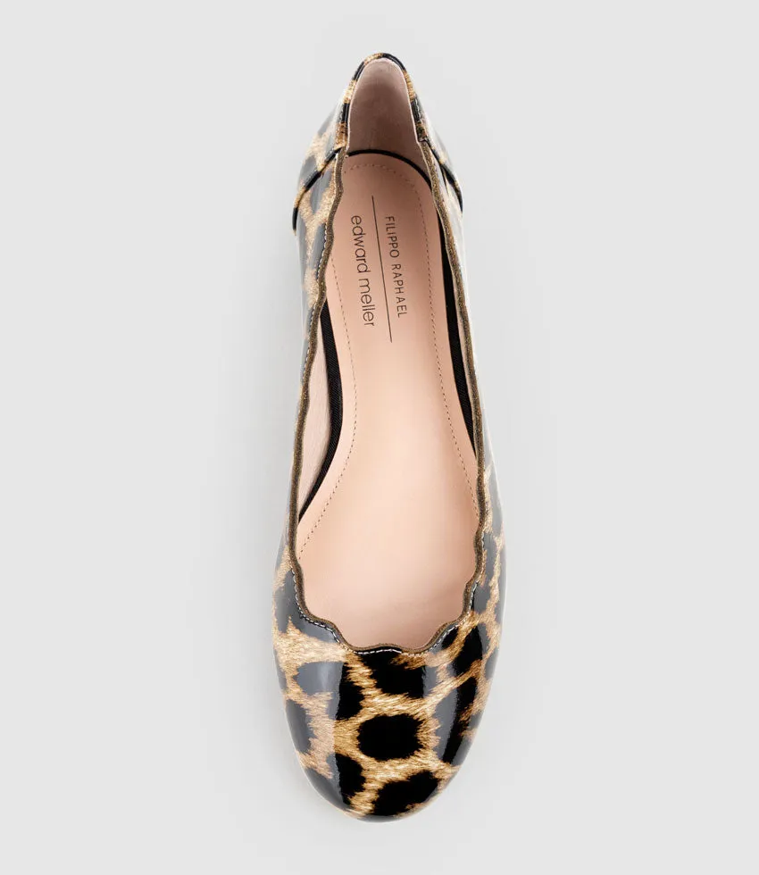 FARA Scalloped Ballet Flat in Leopard Patent sold by Edward Meller product image thumbnail 4