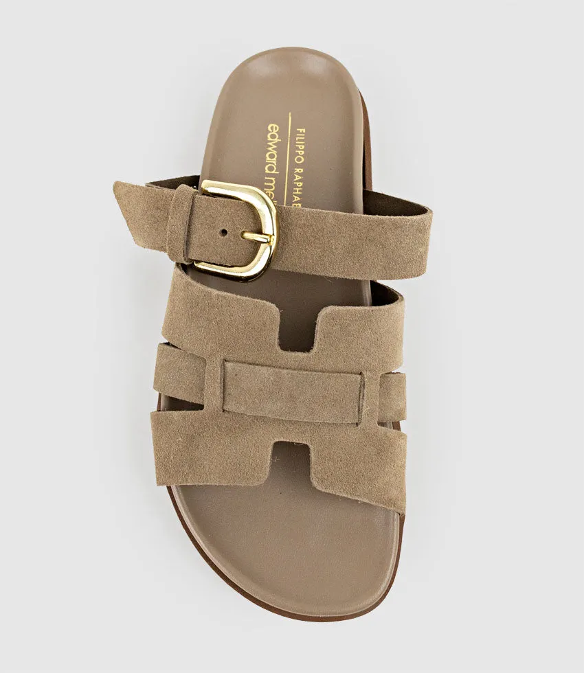 KINSLEY Slide on Footbed in Brown Suede sold by Edward Meller product image thumbnail 4