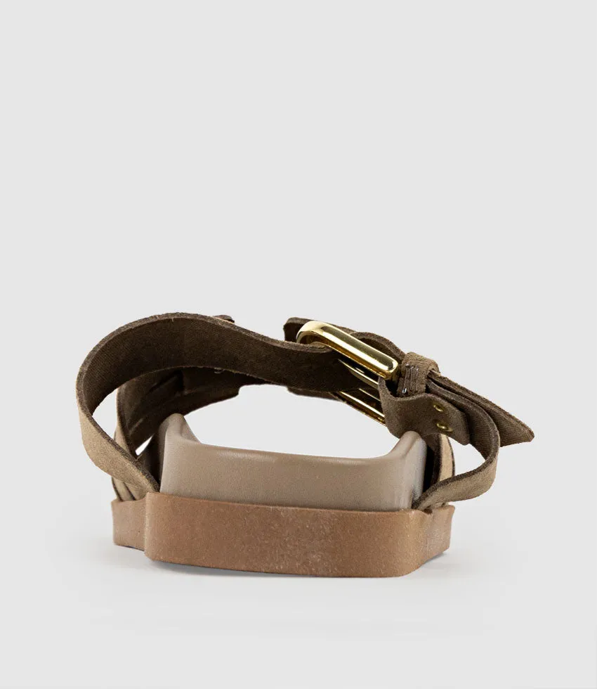 KINSLEY Slide on Footbed in Brown Suede sold by Edward Meller product image thumbnail 3