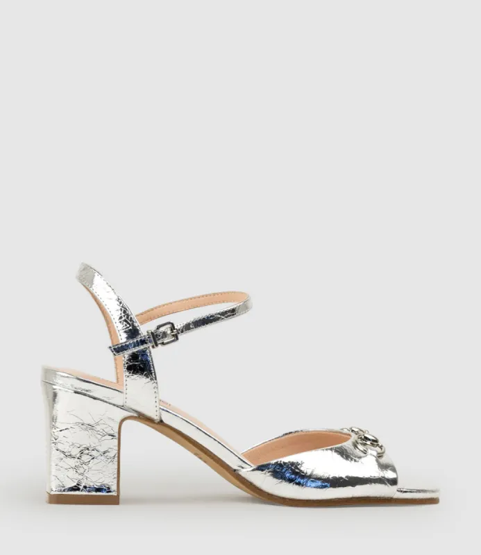 SETRA65 Sandal with Horsebit in Silver Crack sold by Edward Meller