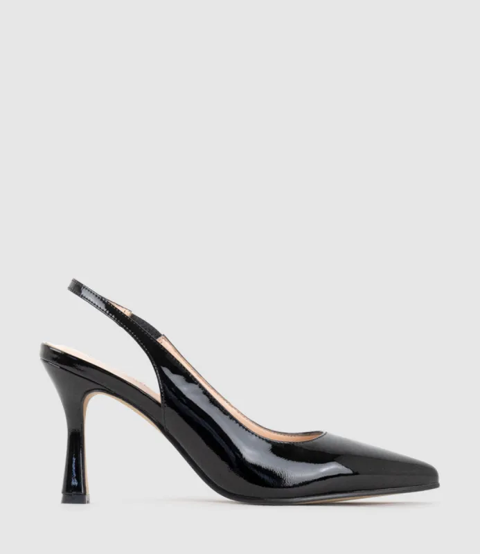ARILLA85 Slingback Pump in Black Patent sold by Edward Meller