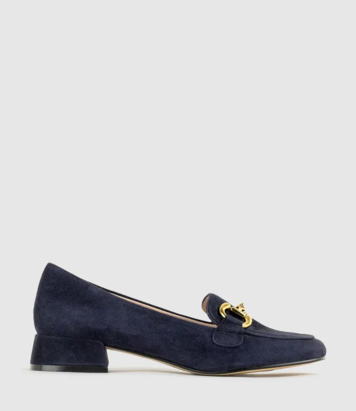 HARLEE30 Moccasin with Trim in Navy Suede sold by Edward Meller
