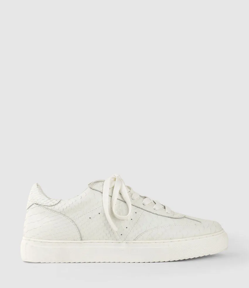JONES Retro Sneaker in White Snake Print sold by Edward Meller