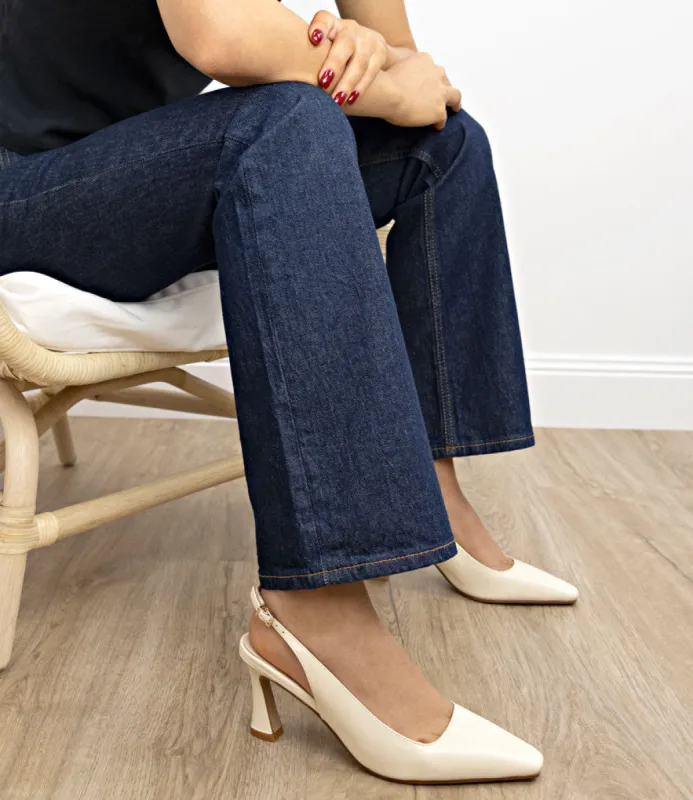 ALIDA75 Chiselled Slingback in Offwhite Calf sold by Edward Meller