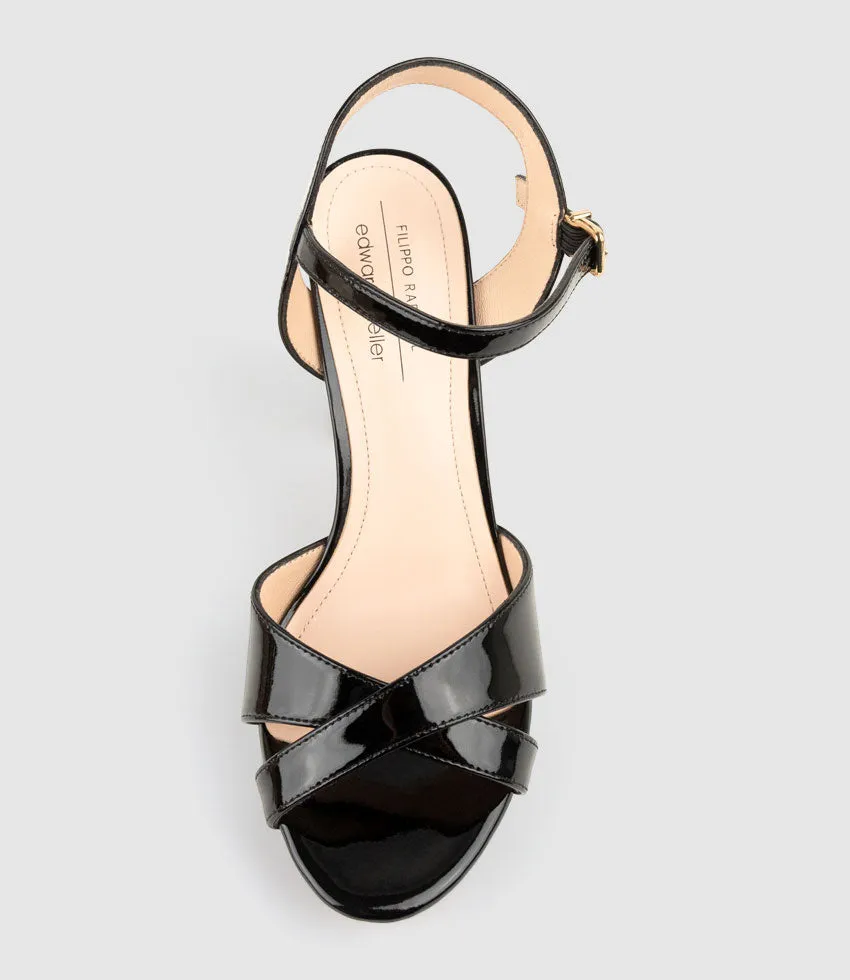 RENATA100 Crossover Platform Sandal in Black Patent sold by Edward Meller product image thumbnail 5