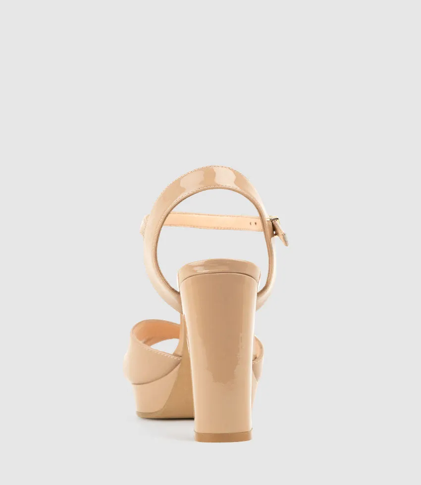 RENATA100 Crossover Platform Sandal in Nude Patent sold by Edward Meller product image thumbnail 2
