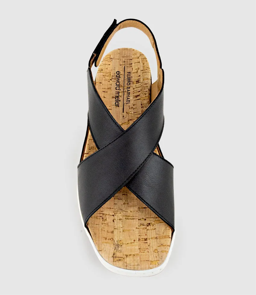 LORAINE Crossover Comfort Sandal in Black sold by Edward Meller product image thumbnail 4